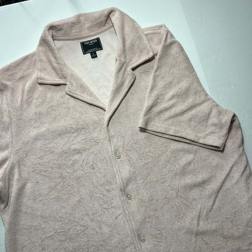 Todd Snyder Terry Cloth Camp Collar Short Sleeve Shirt Pink Size L